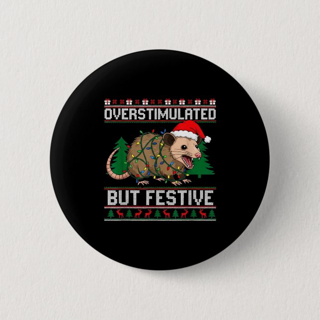 Overstimulated But Festive Ssum Christmas Pajamas  Button (Front)