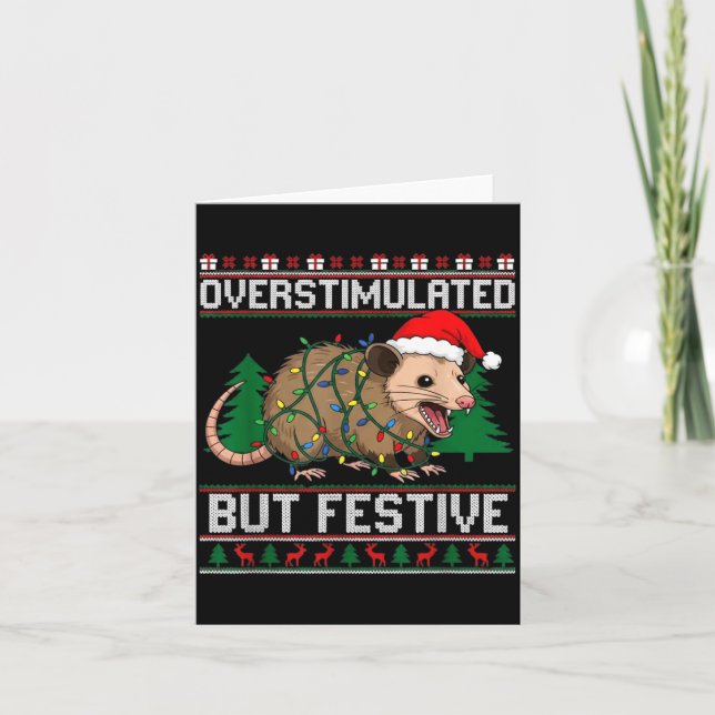 Overstimulated But Festive Ssum Christmas Pajamas  Card (Front)