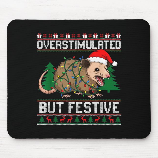 Overstimulated But Festive Ssum Christmas Pajamas  Mouse Pad (Front)