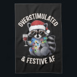 Overstimulated & Festive AF Raccoon Espresso Lover Kitchen Towel<br><div class="desc">Overstimulated & Festive AF Raccoon Espresso Martini</div>