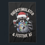 Overstimulated & Festive AF Raccoon Espresso Lover Kitchen Towel<br><div class="desc">Overstimulated & Festive AF Raccoon Espresso Martini</div>