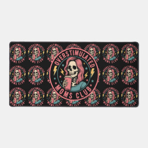 Overstimulated Moms Club Skull Messy Mom Life Desk Mat