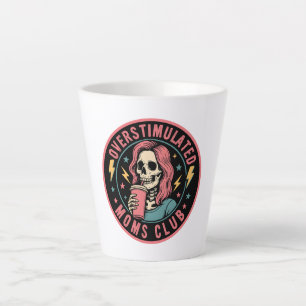 Overstimulated Moms Club Skull Messy Mom Life Latte Mug
