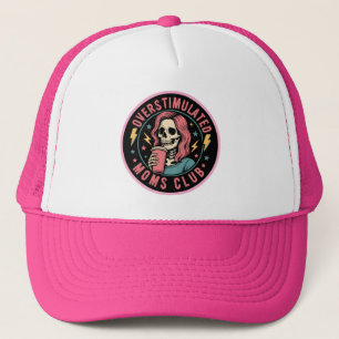 Overstimulated Moms Club Skull Messy Mom Life Trucker Hat