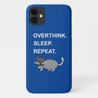 Overthink Sleep Repeat Sleeping Cat 