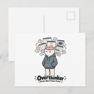 Overthinker Brain Won't Shut Down Funny Meme Postcard