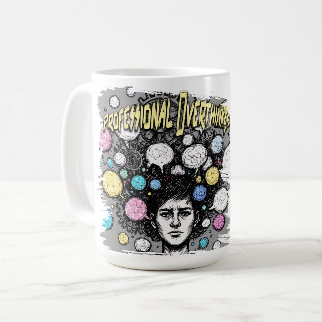 overthinker funny design coffee mug (Front Left)