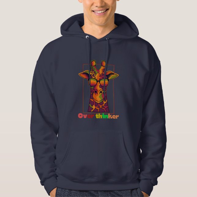 Overthinker Giraffe – Quirky Animal Illustration  Hoodie (Front)