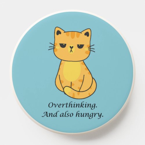 Overthinking And Hungry Orange Cat PopSocket