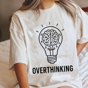 Overthinking Brain Light Bulb Funny Anxiety Tri-Blend Shirt