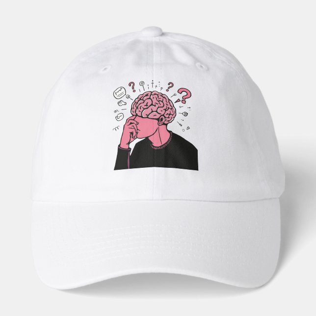 Overthinking Brain Person Anxiety Cartoon Art Hat (Front)