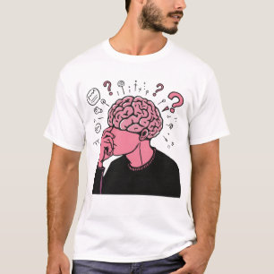 Overthinking Brain Person Anxiety Cartoon Art T-Shirt