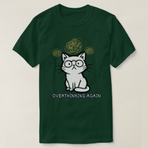 Overthinking Cat Mood Illustration Design T-Shirt