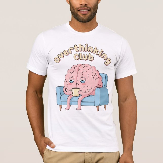 Overthinking Club – Minimal Funny Brain T-Shirt (Front)