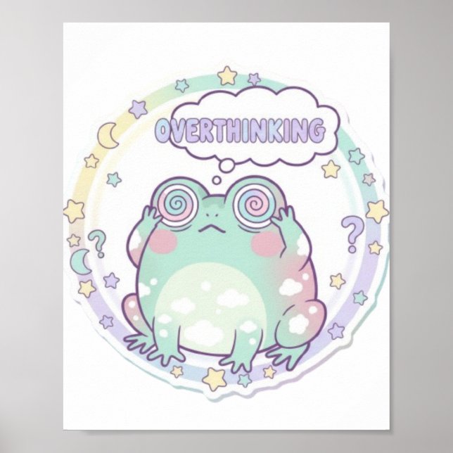 Overthinking Frog Poster Colorful Aesthetic Frog A (Front)