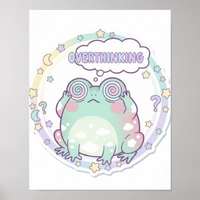 Overthinking Frog Poster Colorful Aesthetic Frog A (Front)