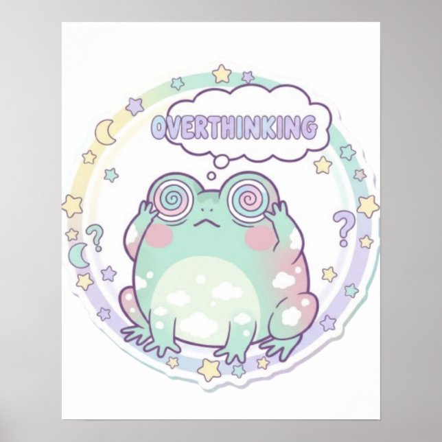 Overthinking Frog Poster Colorful Aesthetic Frog A (Front)