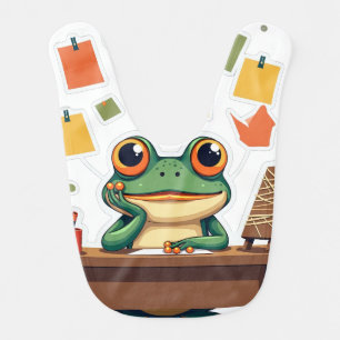 Overthinking Frog Sticker Funny Anxiety Humor Intr Baby Bib