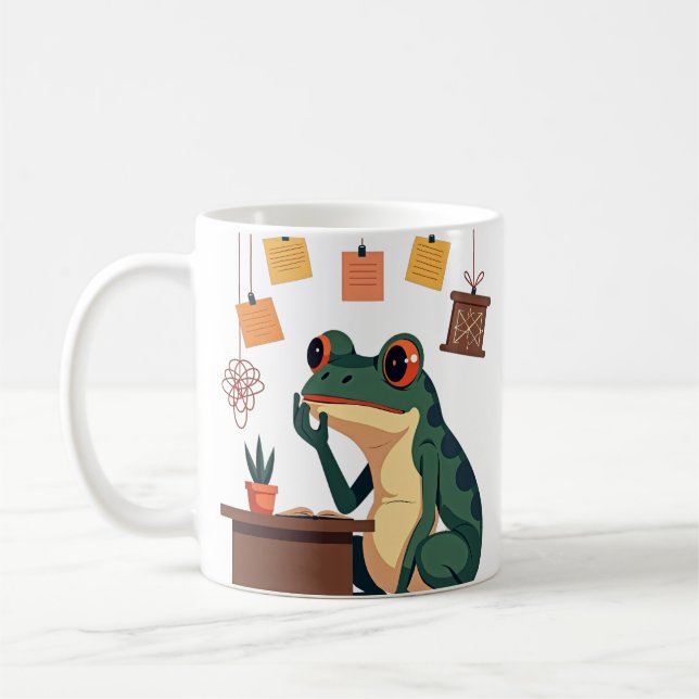 Overthinking Frog Sticker Funny Anxiety Humor Intr Coffee Mug (Left)