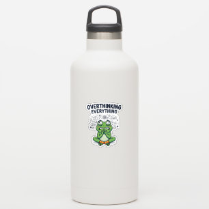 Overthinking Frog Water Bottle Sticker