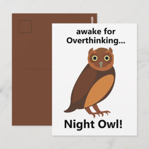 Overthinking Night Owl Funny Postcard