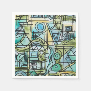 Overture-Hand Painted Modern Geometric Art Napkins