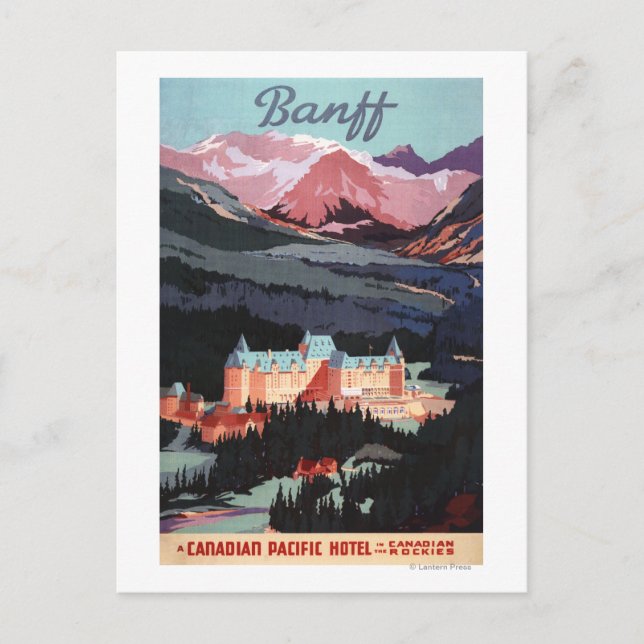 Overview of the Banff Springs Hotel Poster Postcard (Front)