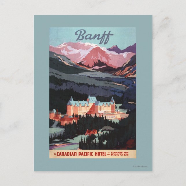 Overview of the Banff Springs Hotel Poster Postcard (Front)