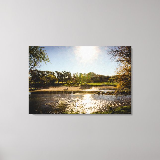 Overview Of The Banks Of A River With Clear Sky Canvas Print (Front)