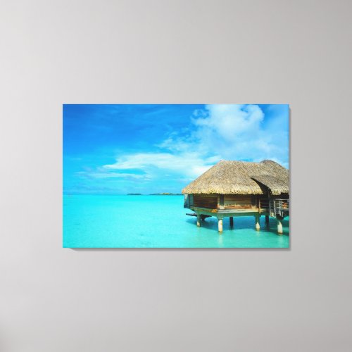 Overwater bungalow on Bora Bora canvas print