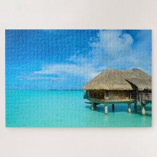 Overwater bungalow on Bora Bora island Jigsaw Puzzle