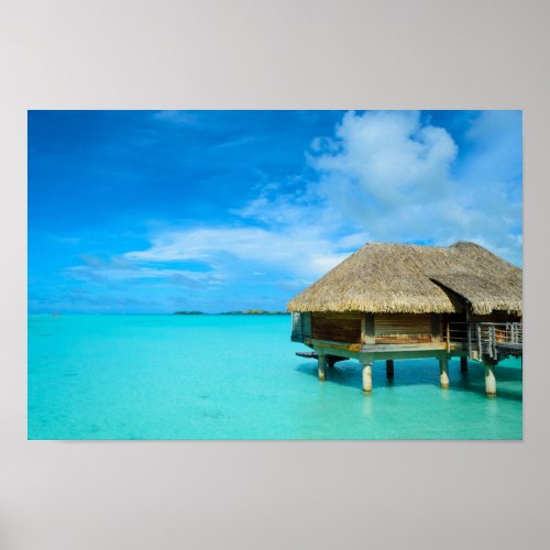Overwater bungalow on Bora Bora Poster