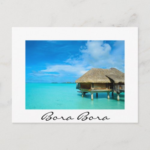 Overwater bungalow on Bora Bora white Postcard