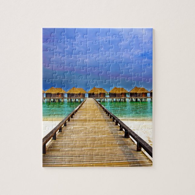 Overwater bungalows at Sheraton Maldives Jigsaw Puzzle (Vertical)