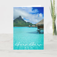 Overwater bungalows, Bora Bora greeting card