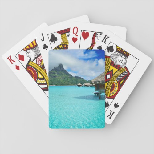 Overwater bungows in Bora Bora lagoon poker deck