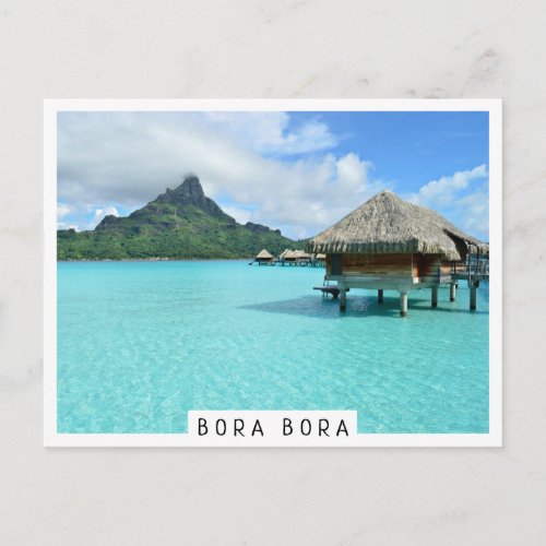 Overwater resort in Bora Bora lagoon Postcard