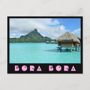 Overwater resort in turquoise Bora Bora lagoon Postcard