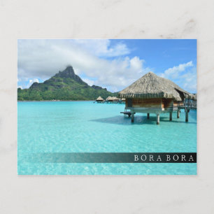 Overwater resort on Bora Bora bar postcard