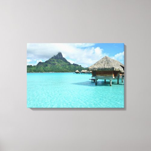 Overwater resort on Bora Bora Canvas Print