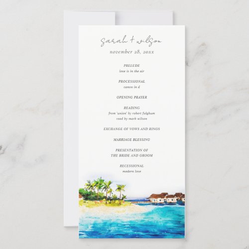 Overwater Villa Seascape Beach Wedding Program
