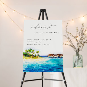 Overwater Villa Seascape Beach Wedding Welcome Foam Board