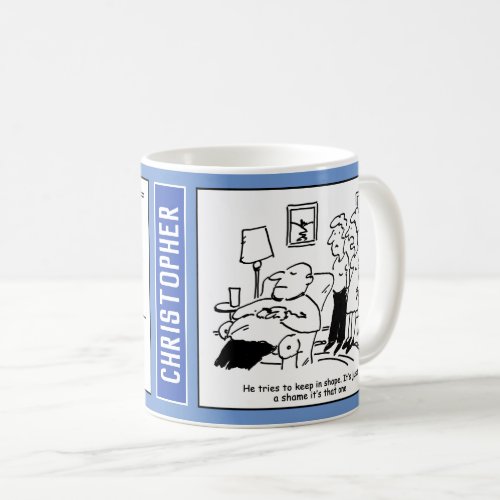 Overweight Unfit Obese Man Tries to Keep Fit Funny Coffee Mug
