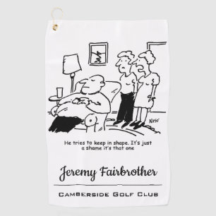Overweight Unfit Obese Man Tries to Keep Fit Funny Golf Towel