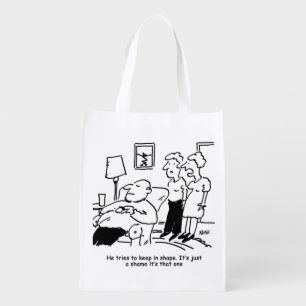 Overweight Unfit Obese Man Tries to Keep Fit Funny Grocery Bag