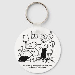 Overweight Unfit Obese Man Tries to Keep Fit Funny Keychain
