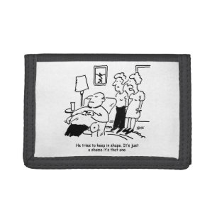 Overweight Unfit Obese Man Tries to Keep Fit Funny Tri-fold Wallet