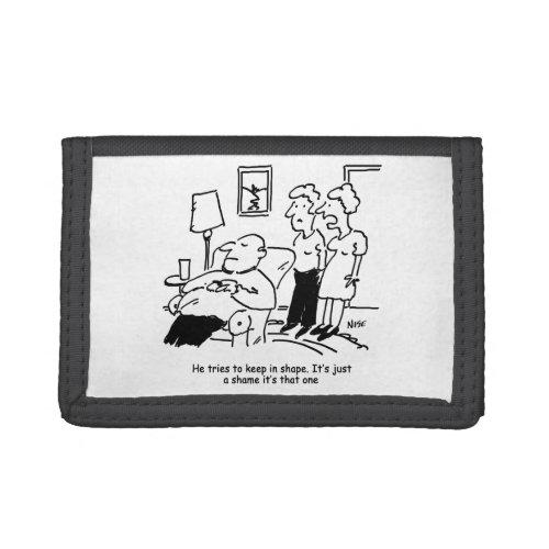 Overweight Unfit Obese Man Tries to Keep Fit Funny Trifold Wallet