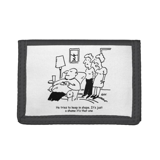 Overweight Unfit Obese Man Tries to Keep Fit Funny Trifold Wallet (Front)