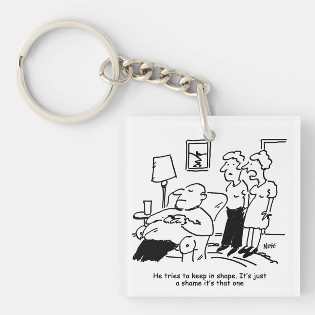 Overweight Unfit Obese Man Tries to Keep in Shape Keychain (Front)